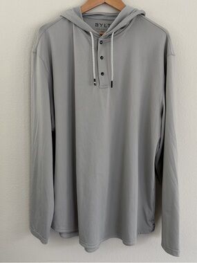 BYLT The Circuit Henley Hoodie Mens XXL Gray Lightweight Pullover Athletic 1/4